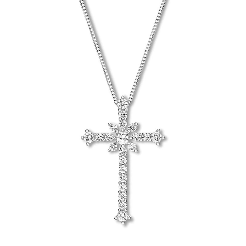 Kay Jewelers Cross Necklace Lab-Created White Sapphires Sterling Silver